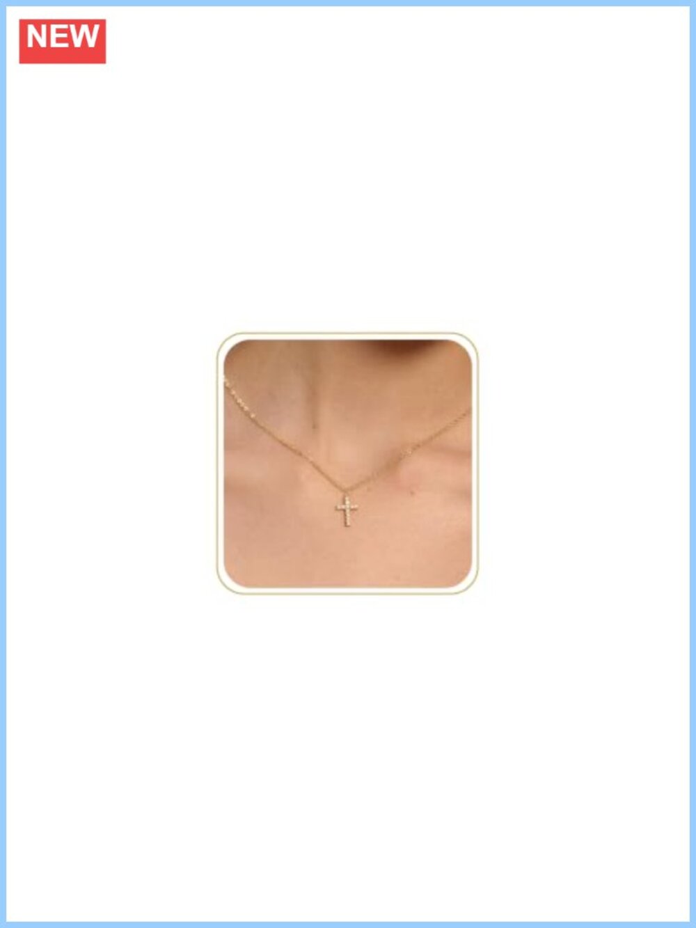 14K Gold Plated Cross Pendant Necklace with Extension